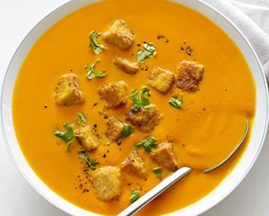 Carrot Ginger Soup Pan Fried Tempeh Recipe